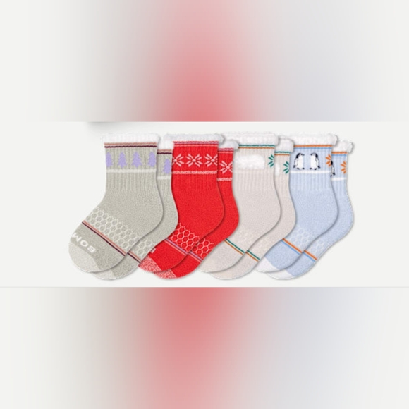 NWT Bombas Toddler Holiday Gripper Calf Sock 4-Pack Gift Boxed green mix / t - Picture 3 of 5